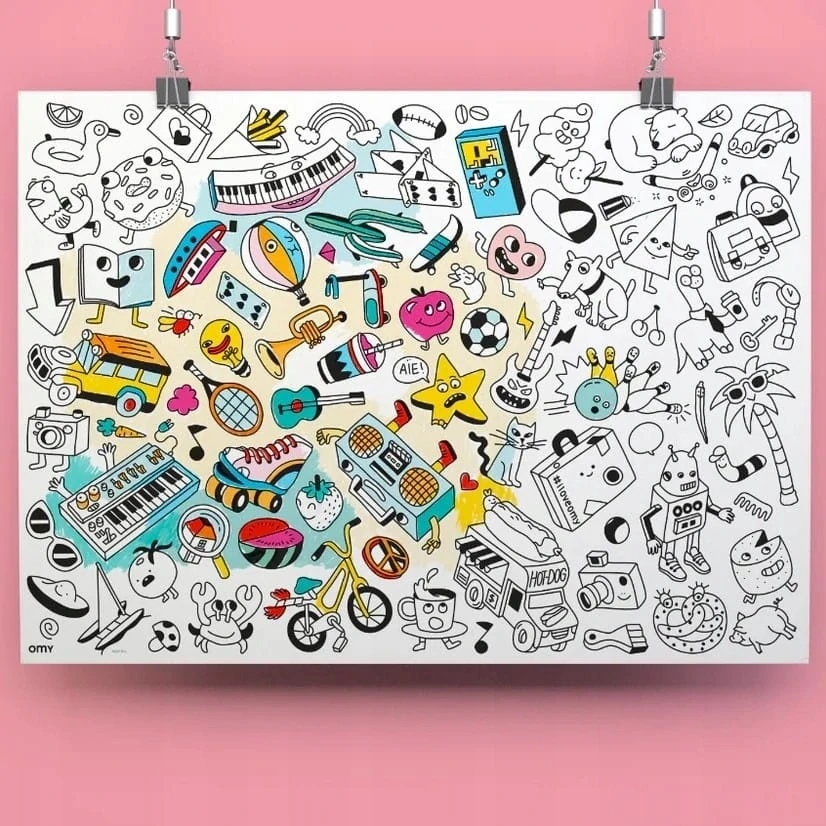 OMY Veľký vyfarbovaci plagát, maľovanka - Baby Pop Art 70 x 100 cm