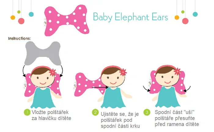 Stabilizačný vankúšik Baby Elephant Ears - Pink