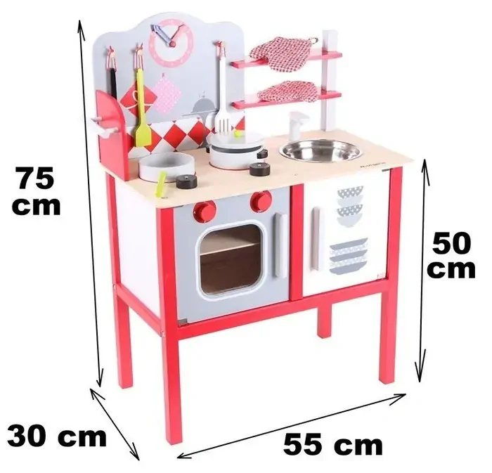 Drevená kuchynka s vybavením - výška 75 cm