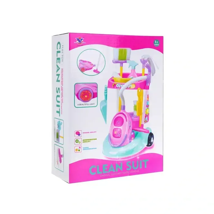 Veľký upratovací vozík s vysávačom a doplnky