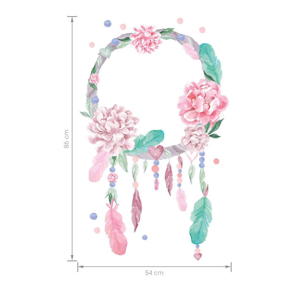 Samolepka na stenu - Lapač snov 54 x 86 cm, ružový