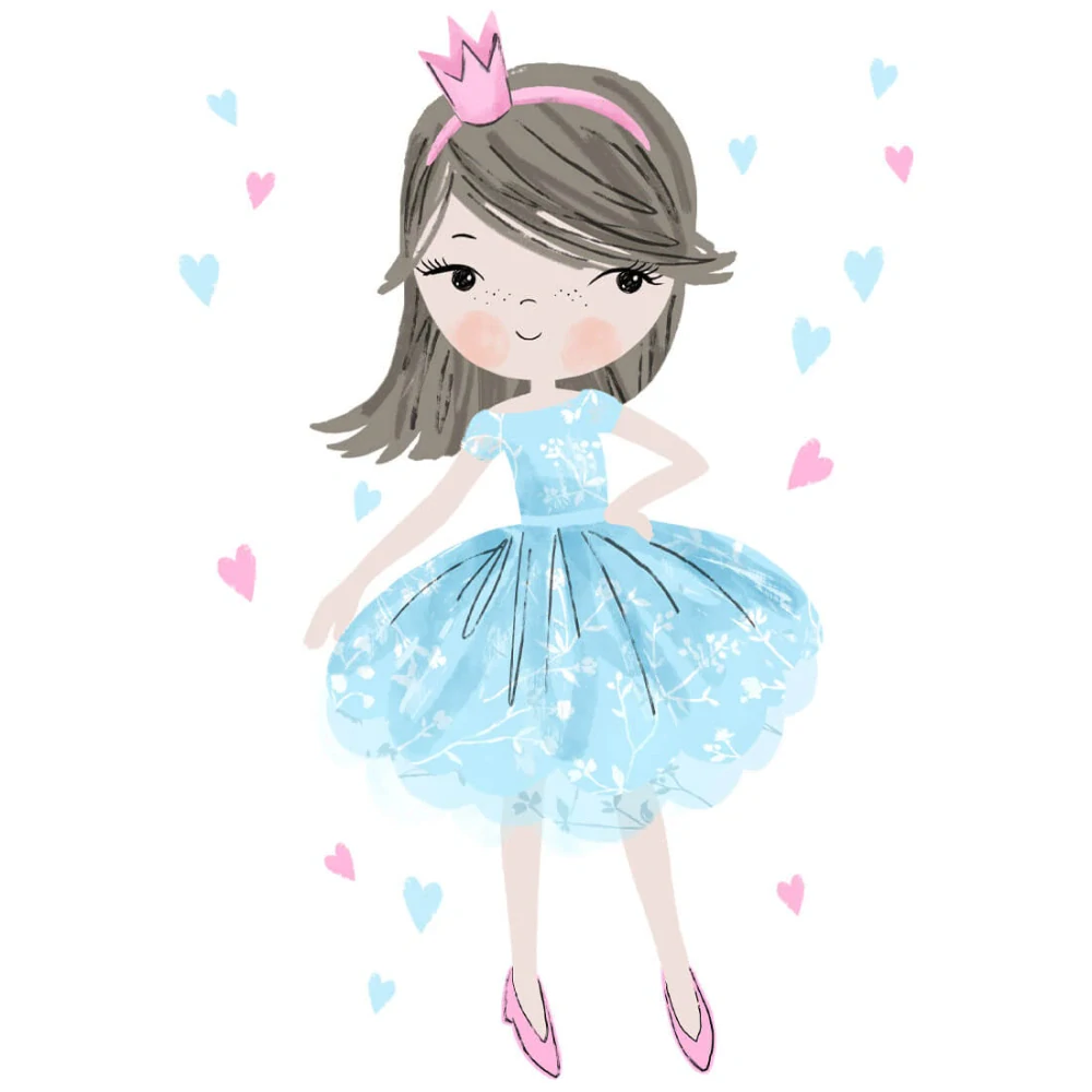 Samolepky na stenu - Princezná, blankytná 