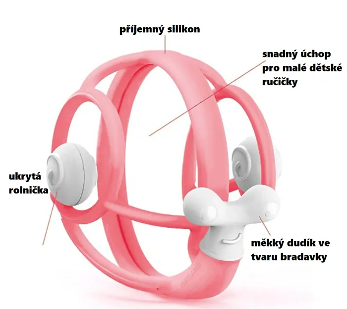 Hryzátko Mömbella s hrkálkou Deluxe - Slimák pink
