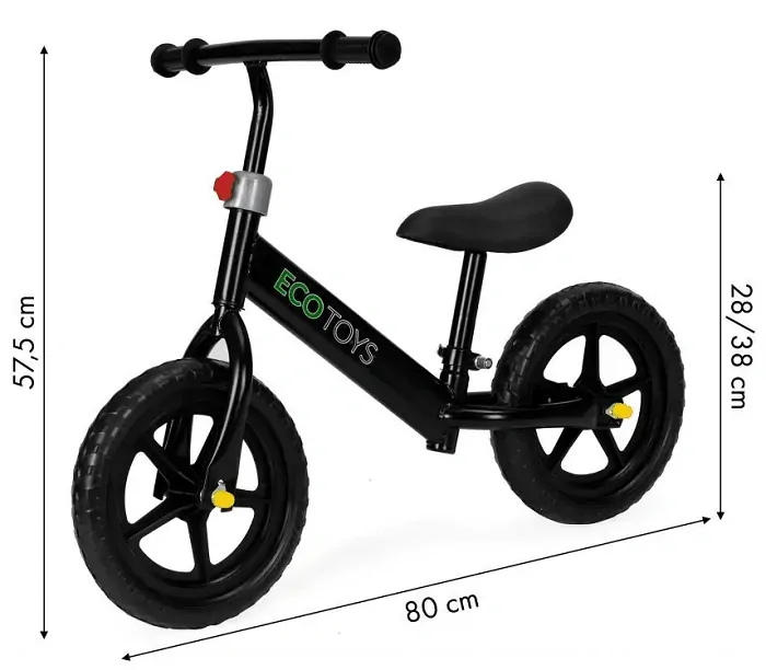 Detské odrážadlo s nastaviteľnou výškou sedadla - čierne 