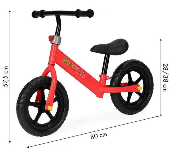 Detské odrážadlo s nastaviteľnou výškou sedadla - červené