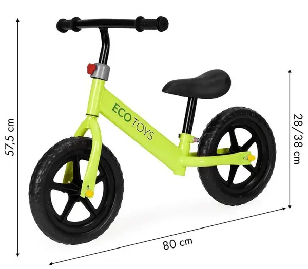 Detské odrážadlo s nastaviteľnou výškou sedadla - zelené