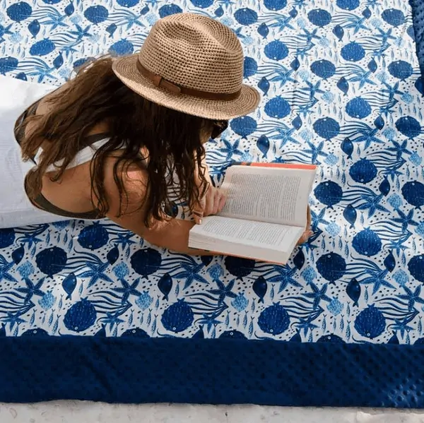 La Millou - Luxusná nepremokavá pikniková deka XL - Boho Palms/Powder pink