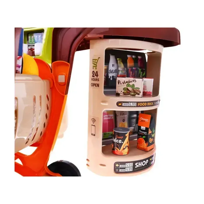 Detský supermarket s nákupným vozíkom a doplnky