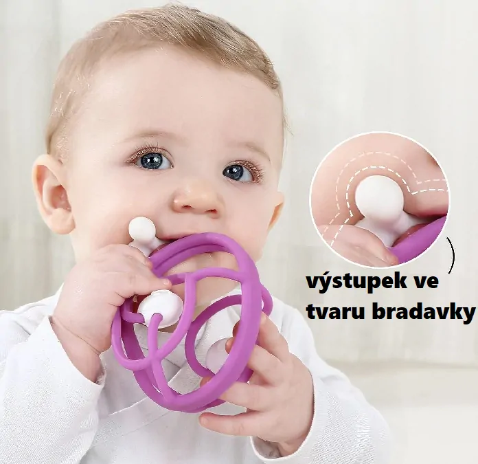 Hryzátko Mömbella s hrkálkou Deluxe - Slimák pink