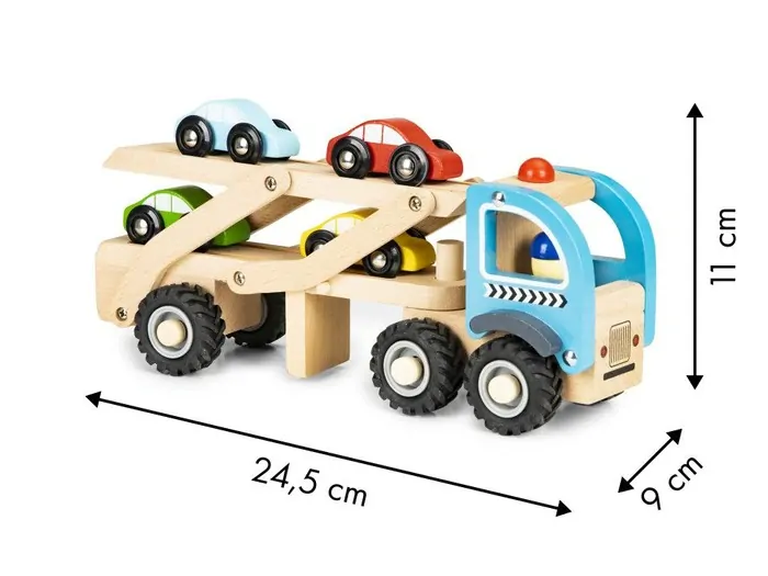 Drevený odťahový automobil + 4 autíčka Ecotoys