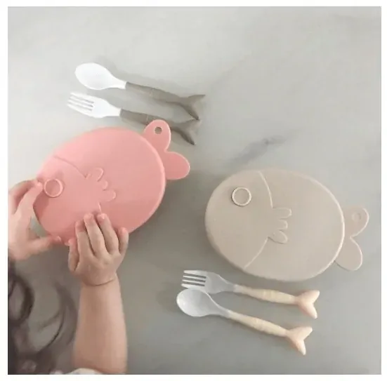 Silikónová miska s prísavkou Chouchouatti - Fish, mint