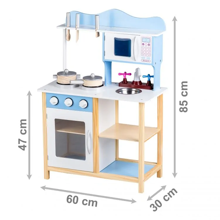 Drevená kuchynka Ecotoys - modrá