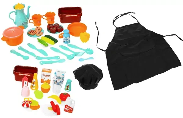 Detská kuchyňa s tečúcou vodou a doplnky - oranžová