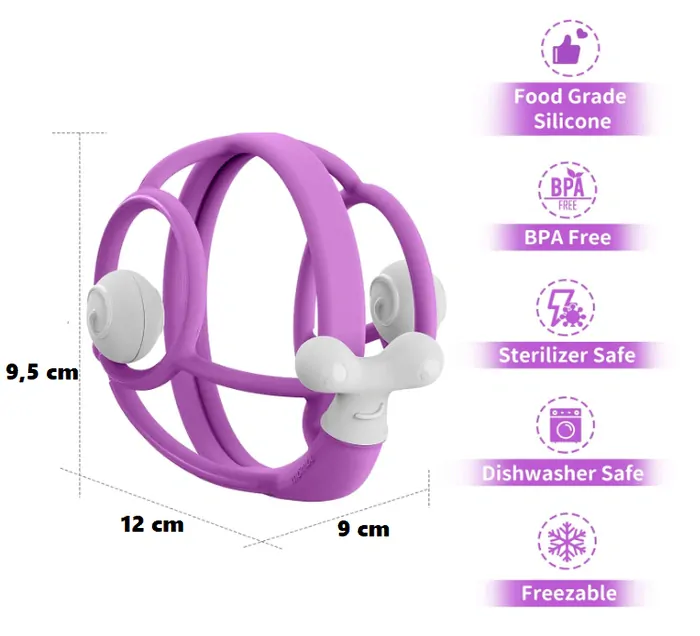Hryzátko Mömbella s hrkálkou - Slimák green 