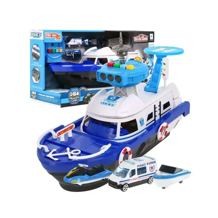 Policajná loď s heliportom a 3 vozidlami