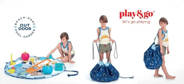Nepromokavý vak na hračky / podložka na hranie Play&Go - Outdoor Blue/Green Stripes
