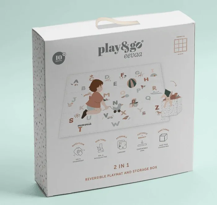 Obojstranná hracia podložka/úložný box/hrací domček 3v1 Play&Go - Alphabet/Terrayyo
