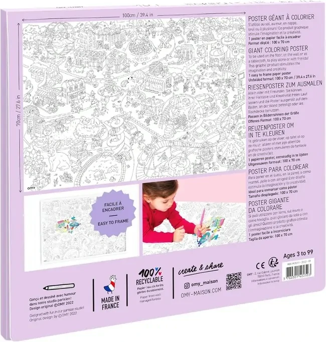 OMY Veľký vyfarbovaci plagát, maľovanka - Animal City 70 x 100 cm